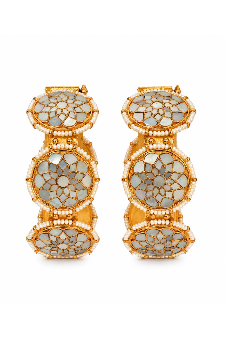 Pearl Kundan Floral 2-Piece Bangles Set