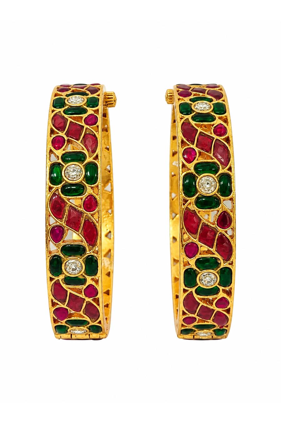 Multicolour Floral Stone 2-Piece Bangles Set
