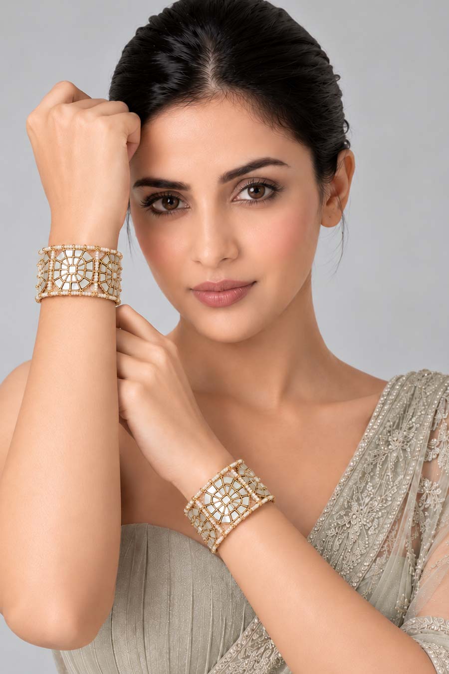 Pearl Kundan Mosaic 2-Piece Bangles Set