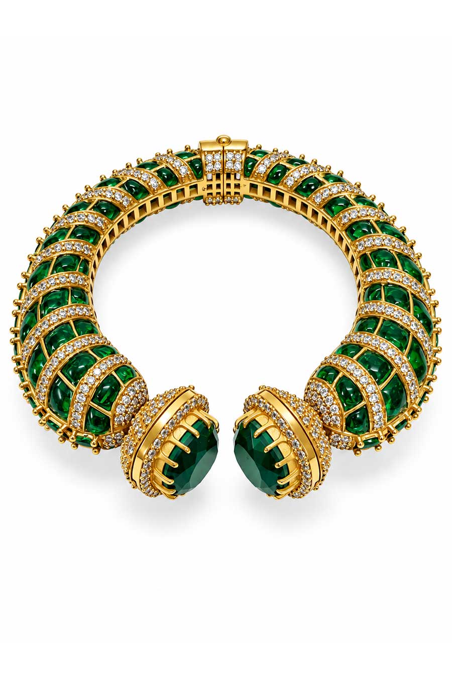 Emerald Cluster Moissanite Polki Kada Bangle