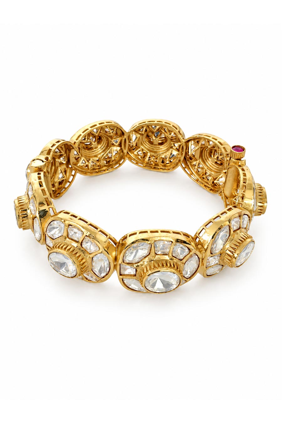 Moissanite Polki Statement Kada Bracelet