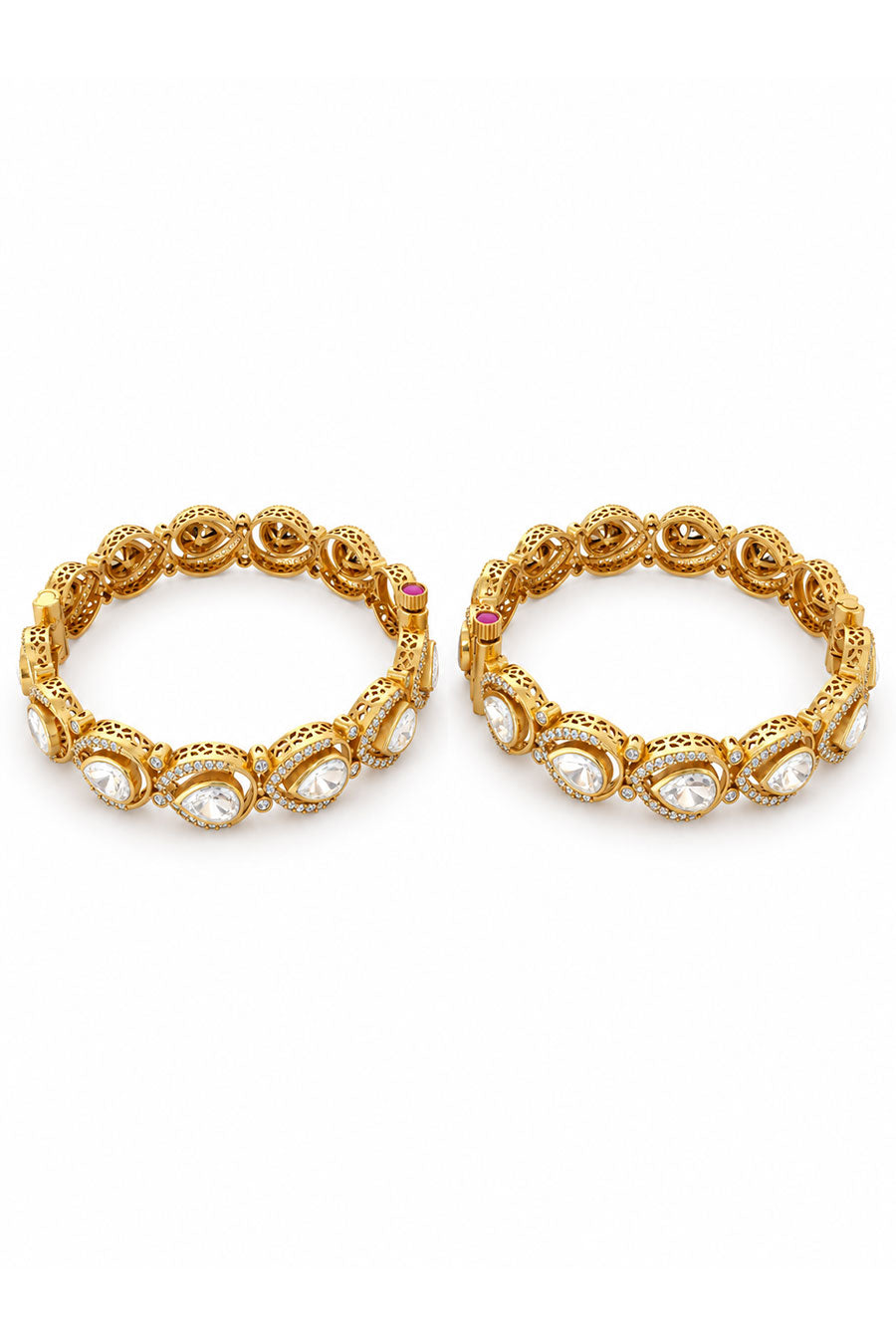 Moissanite Polki 2-Piece Bangles Set