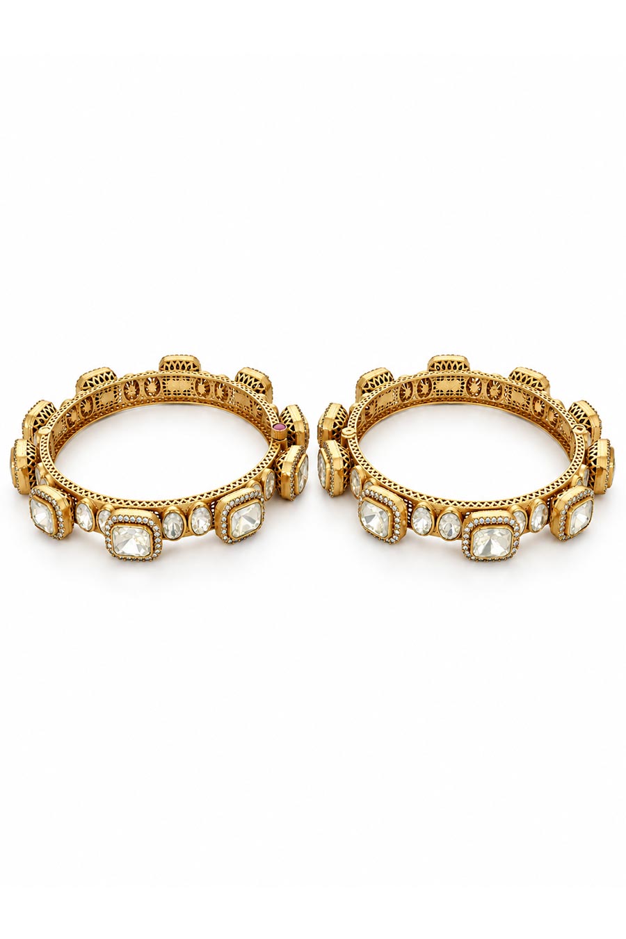 Moissanite Polki 2-Piece Bangles Set