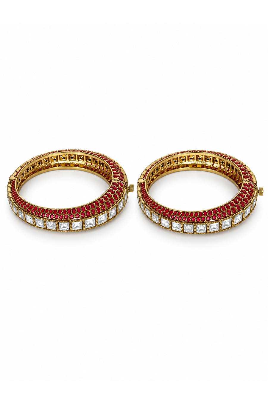 Moissanite Polki 2-Piece Bangles Set