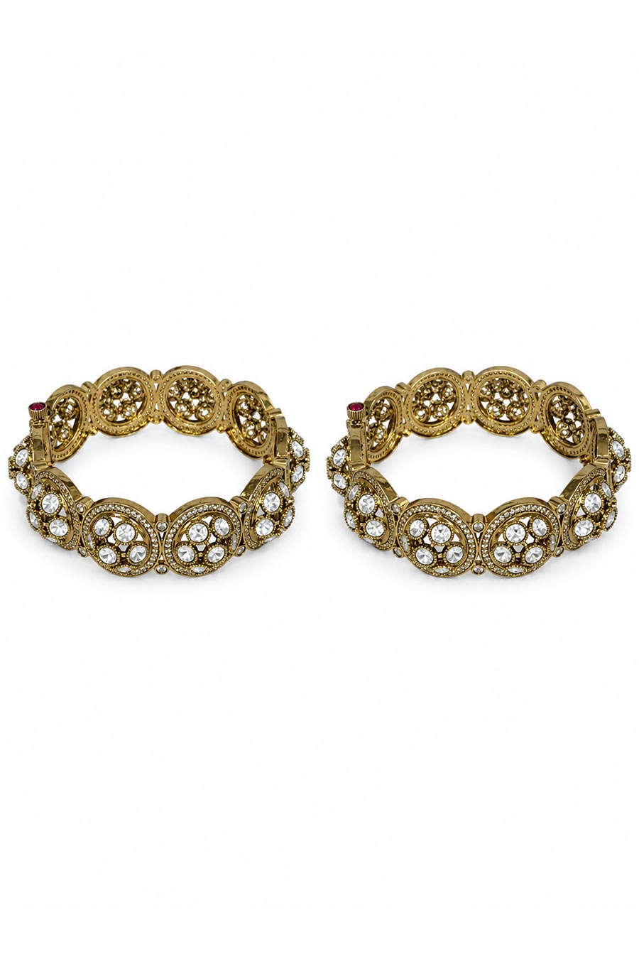 Floral Cluster Moissanite Polki 2-Piece Bangles Set