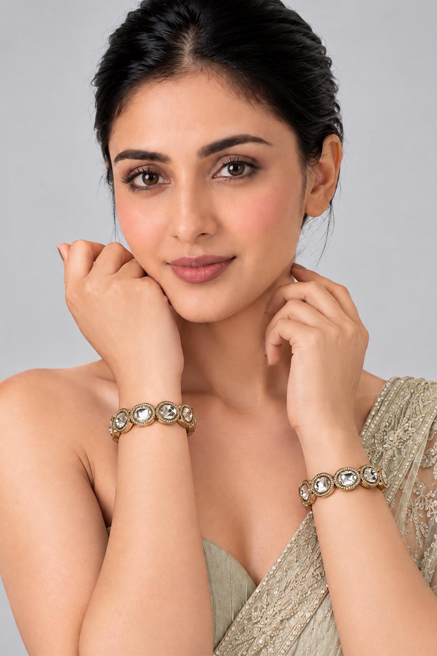 Classic Moissanite Polki 2-Piece Bangles Set
