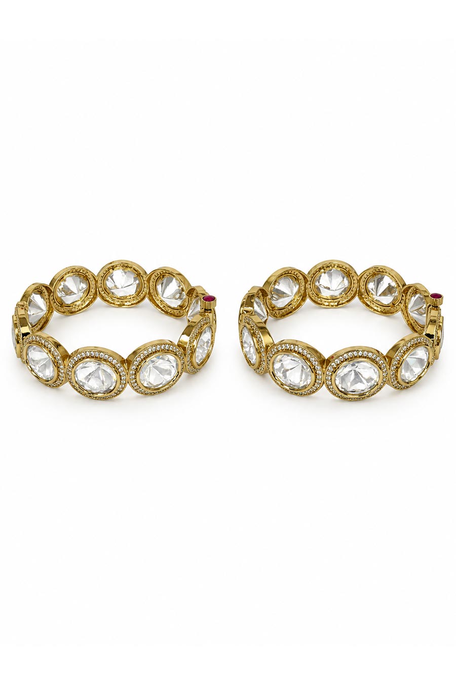 Classic Moissanite Polki 2-Piece Bangles Set