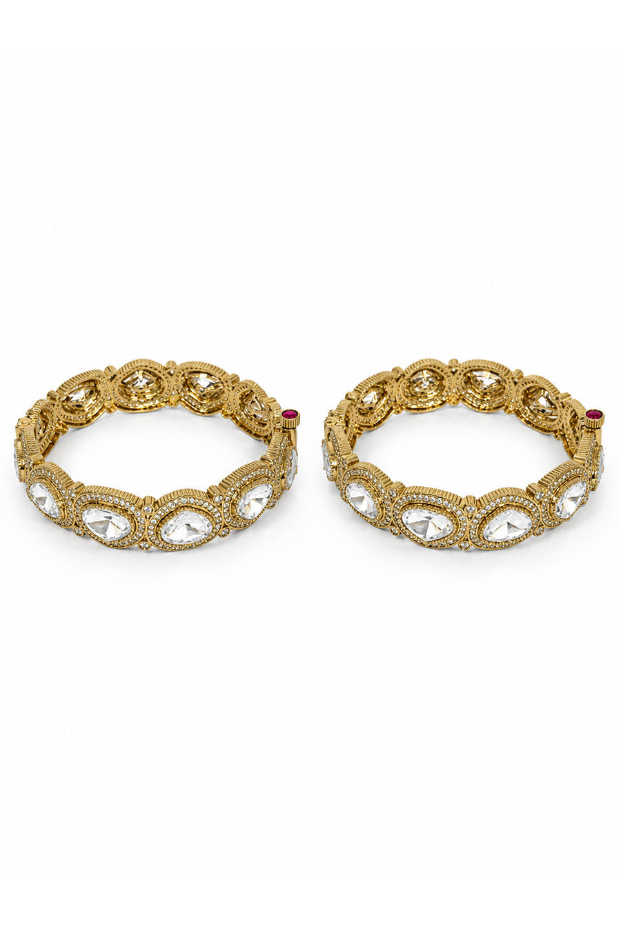 Moissanite Polki Stone 2-Piece Bangles Set