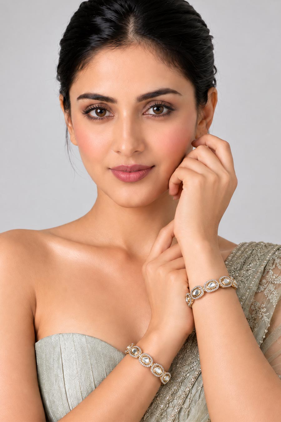 Moissanite Polki Statement 2-Piece Bangles Set