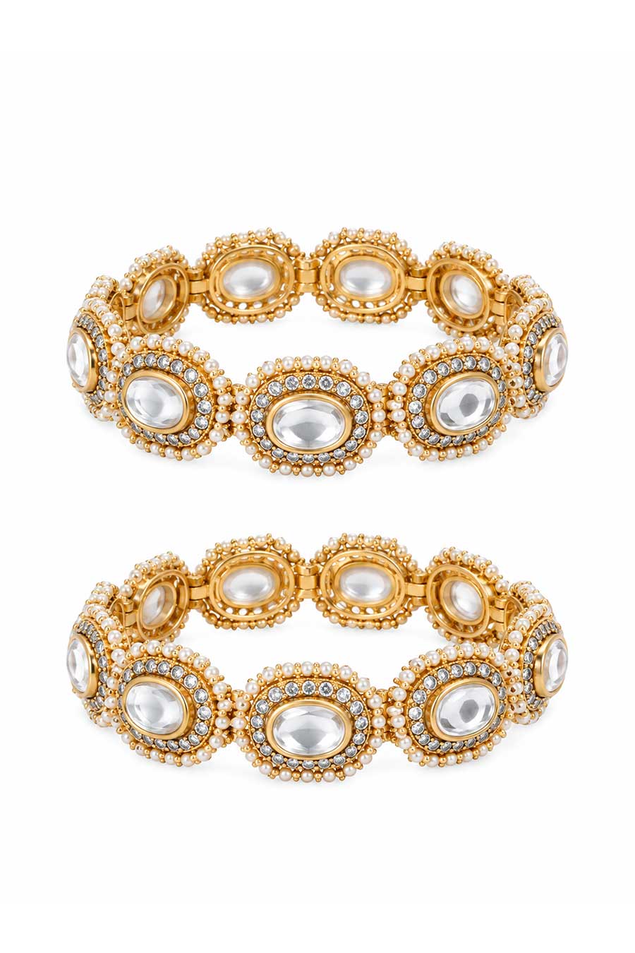 Moissanite Polki Statement 2-Piece Bangles Set
