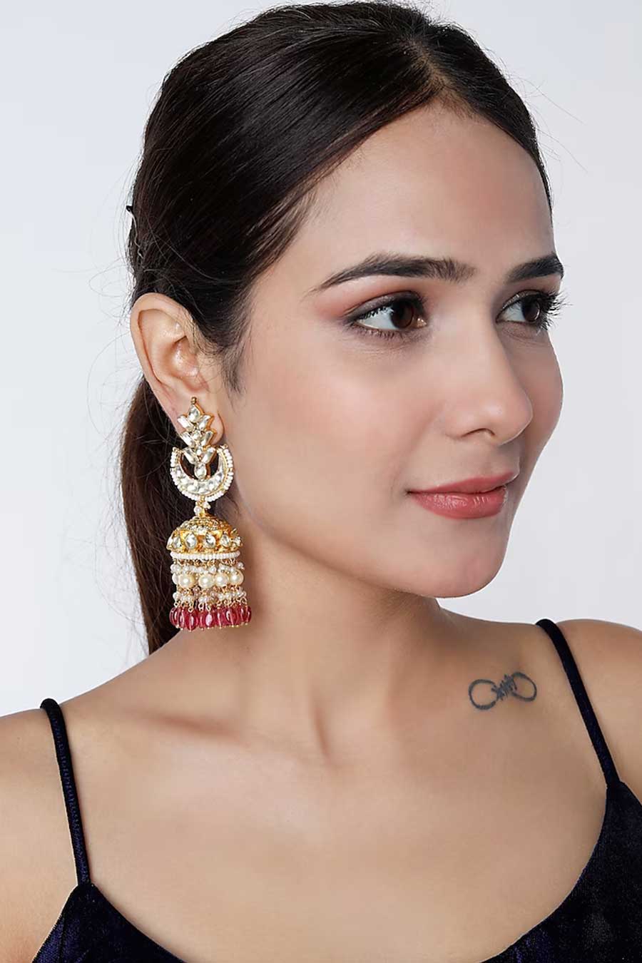 Pink Drop Jhumka Earrings