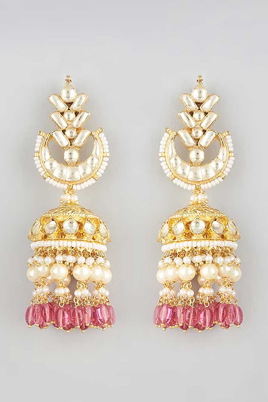 Pink Drop Jhumka Earrings