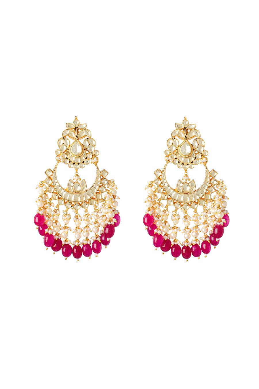 Pink Ruby Chandbali Earrings