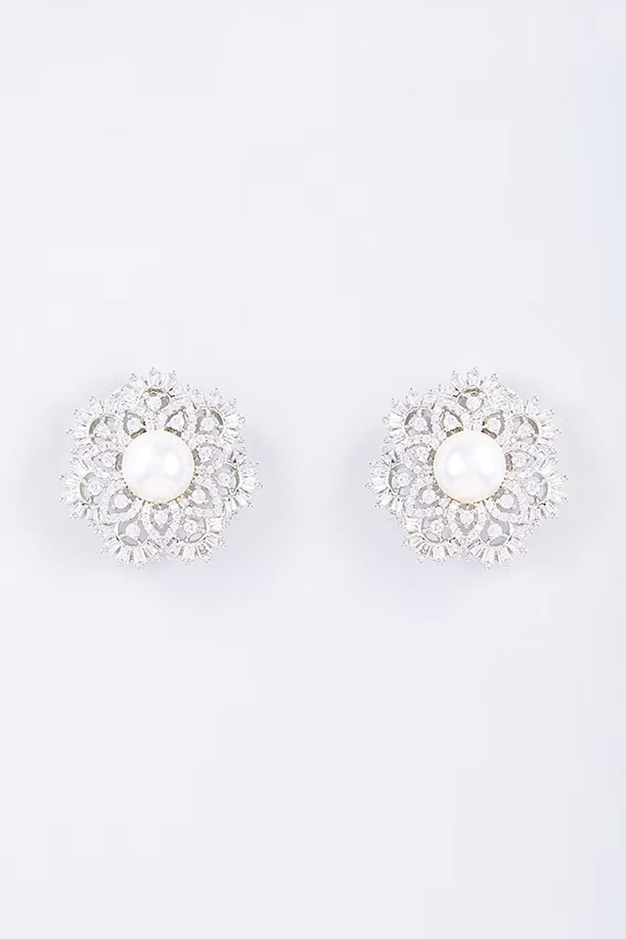 Silver Natural Pearl Stud Earrings