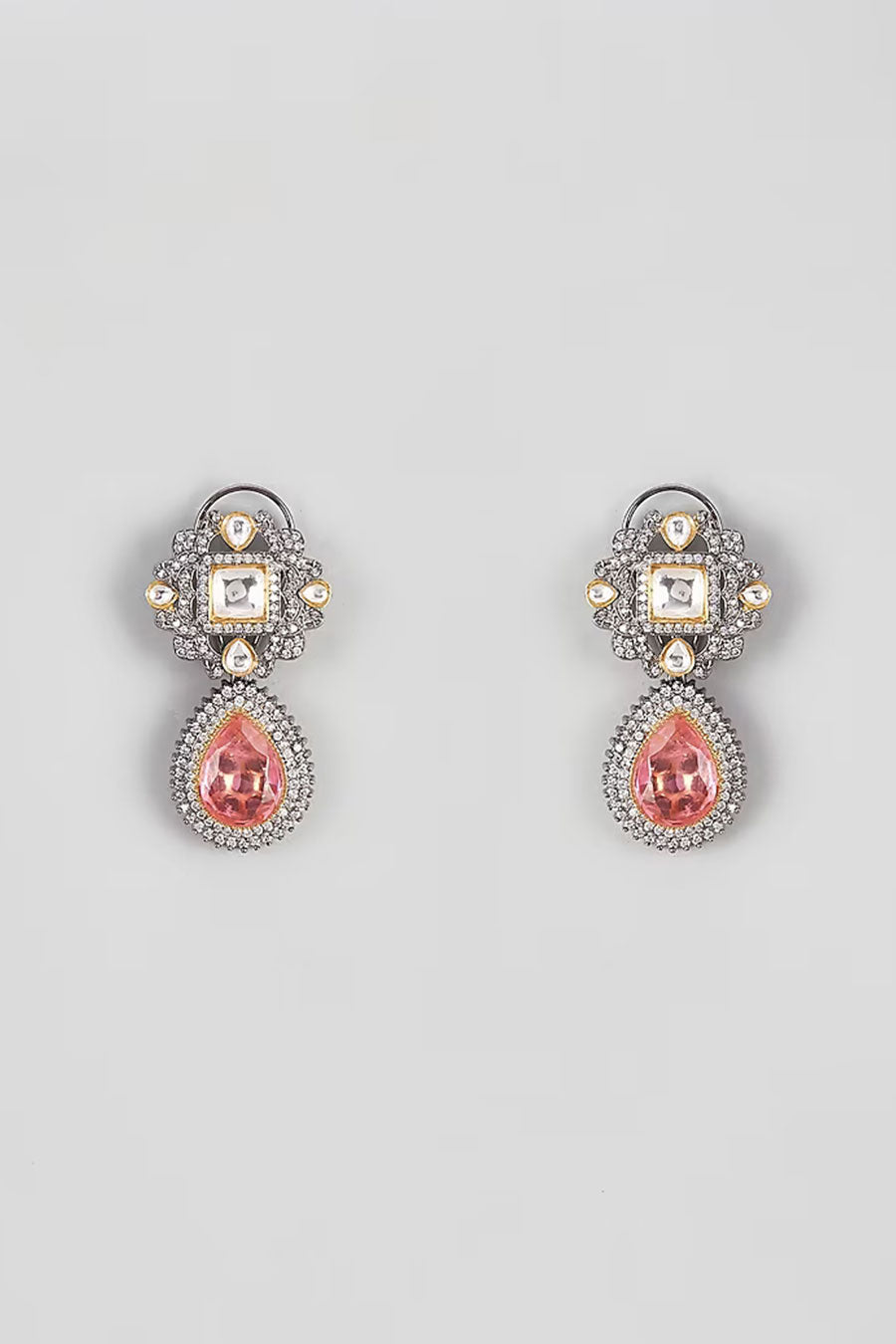 Pink Kundan Dangler Earrings