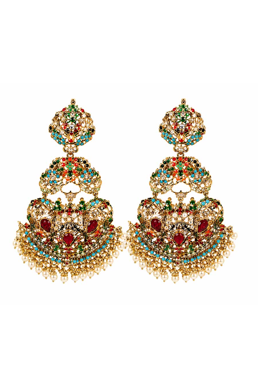 Multicolour Mughal Polki Earrings
