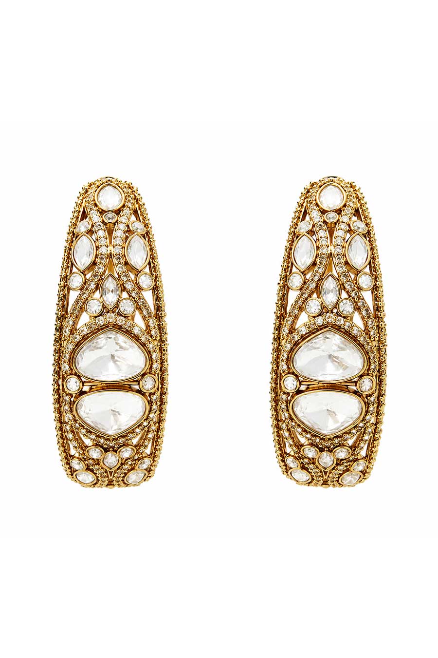 Elongated Polki Drop Earrings