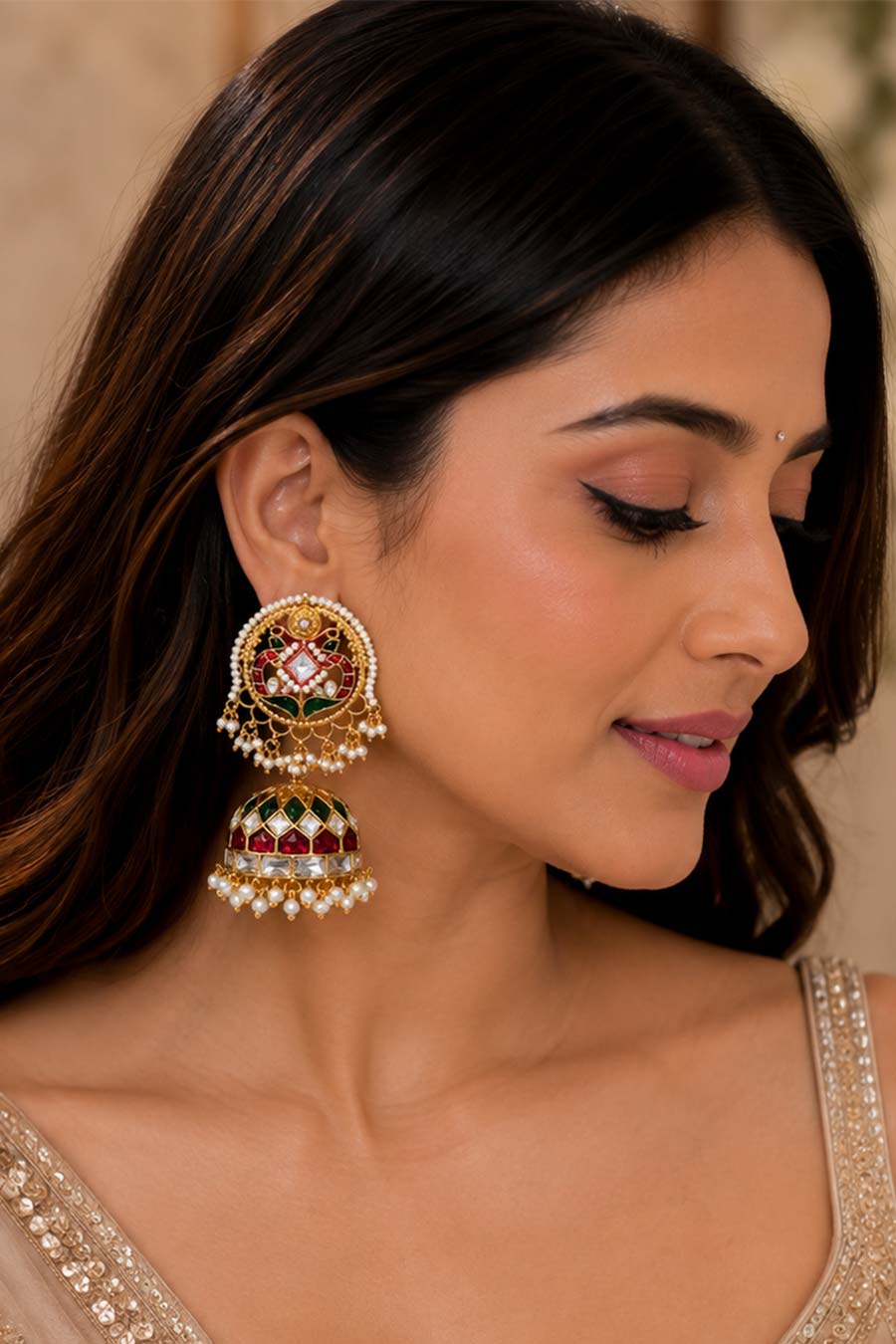 Heritage Polki Jhumka Earrings