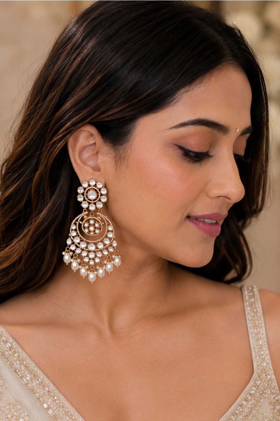 Pearl Chandbali Earrings