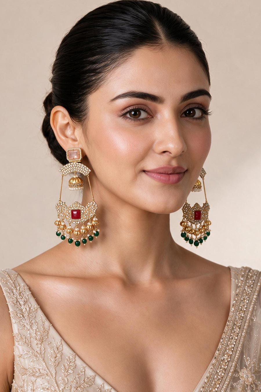 Kundan Statement Jhumka Earrings