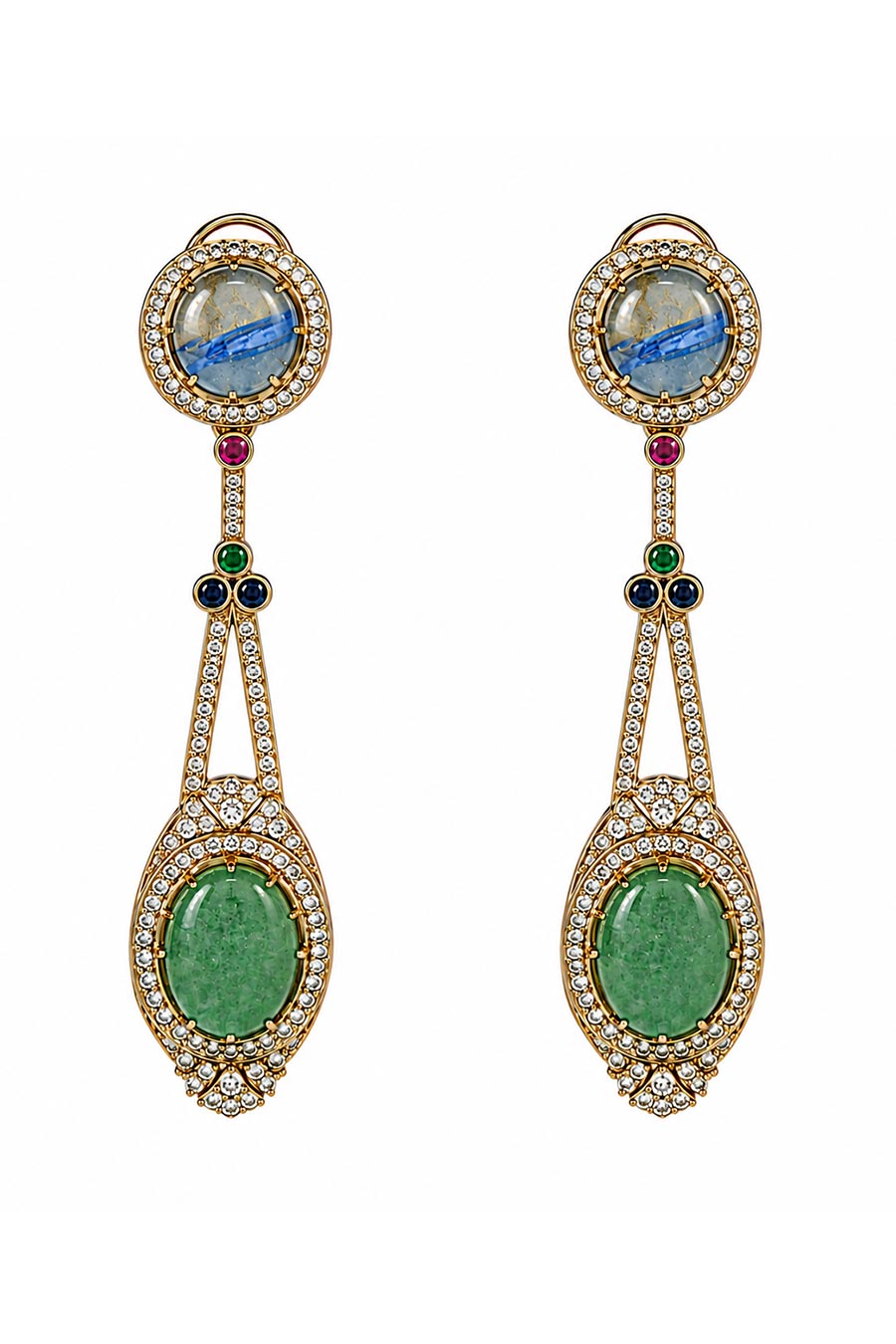 Slate Blue & Jade Green Semi-Precious Drop Earrings