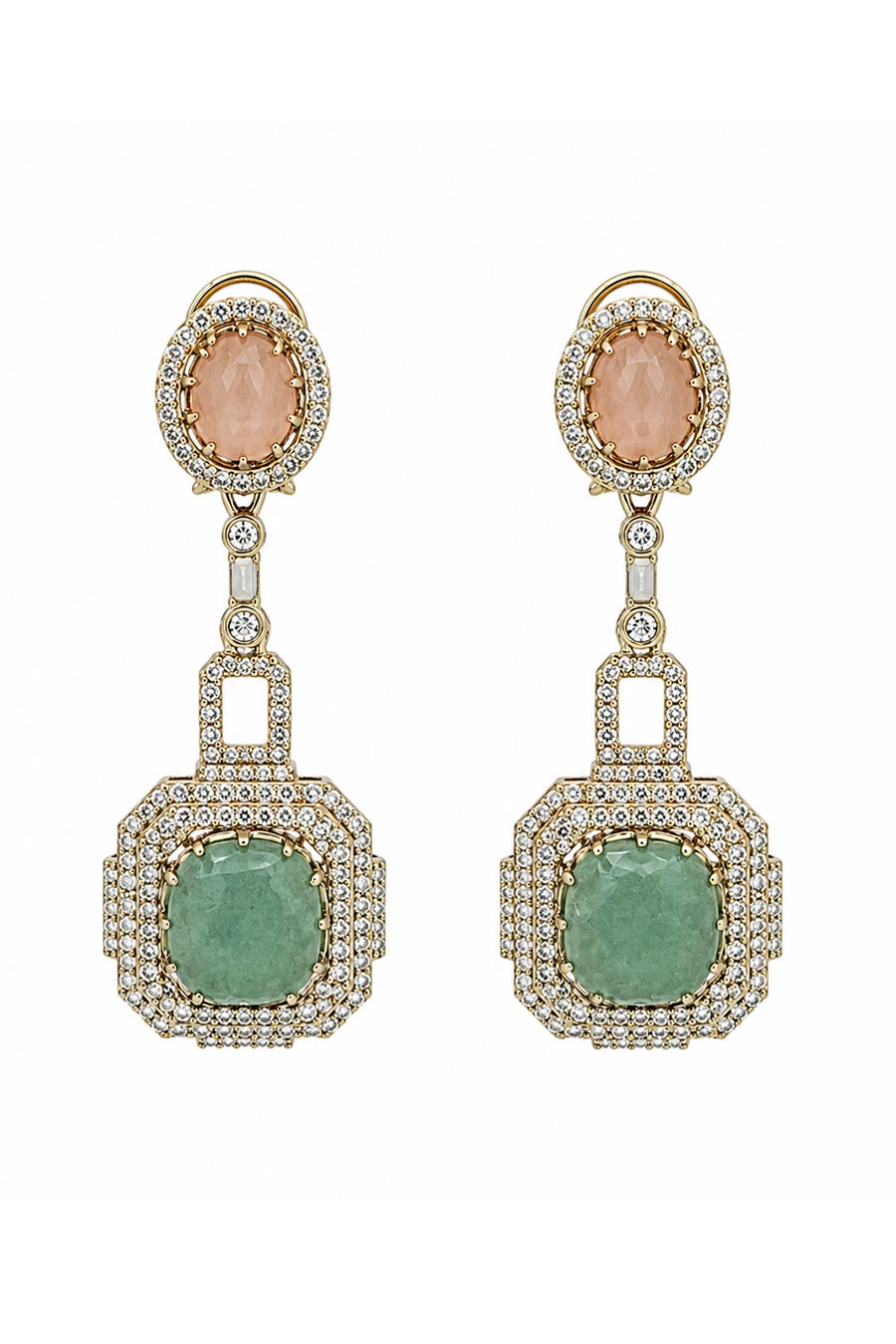 Blush Pink & Sage Green Semi-Precious Earrings