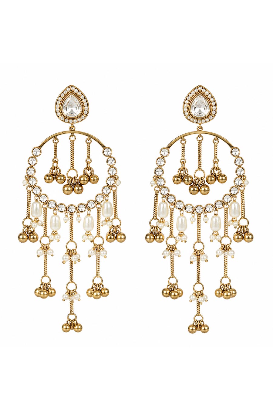 Gold Plated Kundan Tassel Earrings
