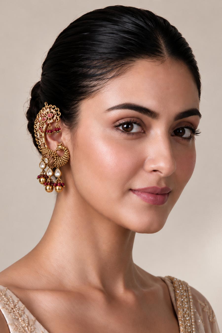 Ruby Peacock Statement Earrings