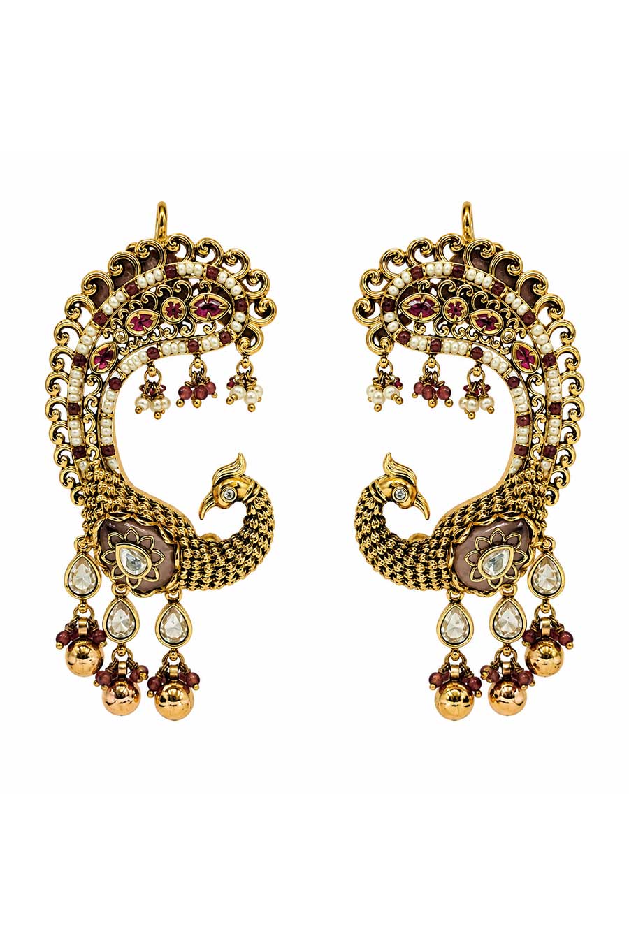 Ruby Peacock Statement Earrings