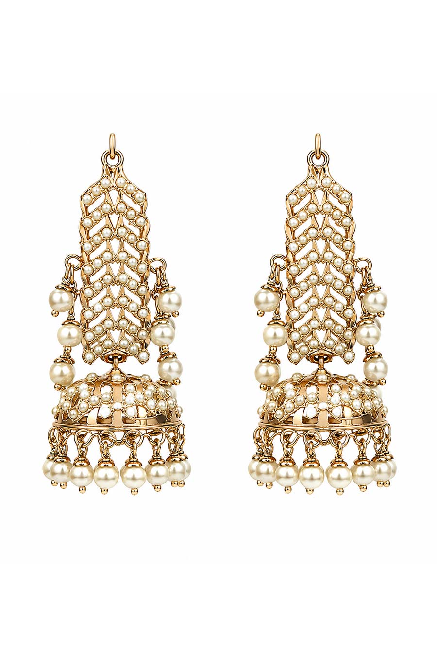 Jadau Pearl Jhumka Statement Earrings