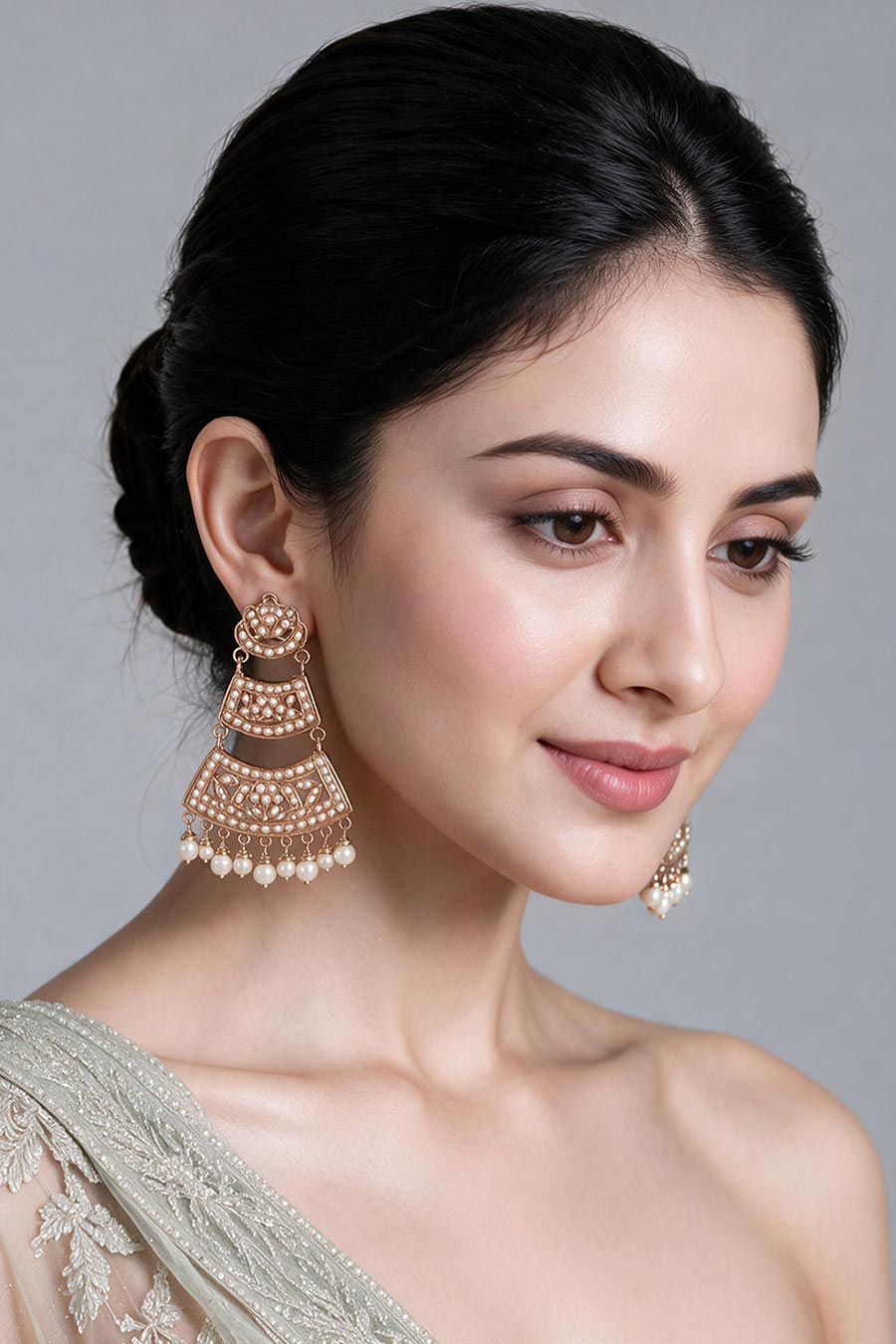 Jadau Pearl Tiered Statement Earrings