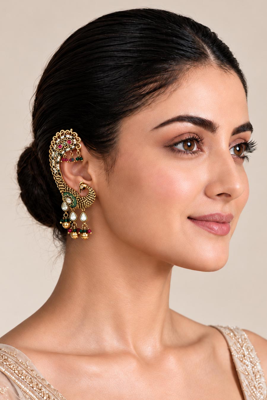 Multicolour Peacock Statement Earrings