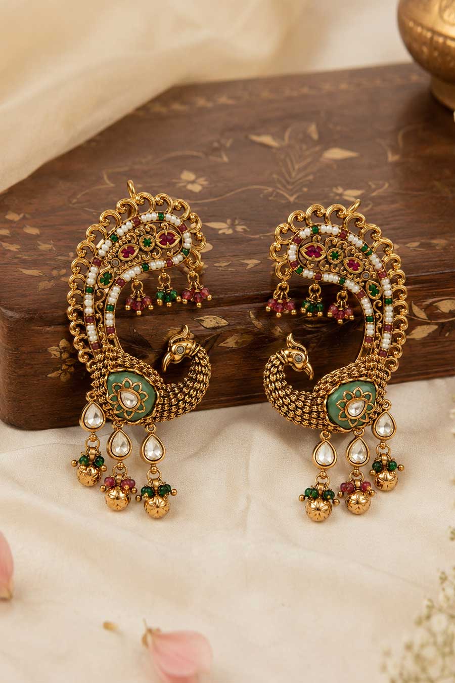 Multicolour Peacock Statement Earrings