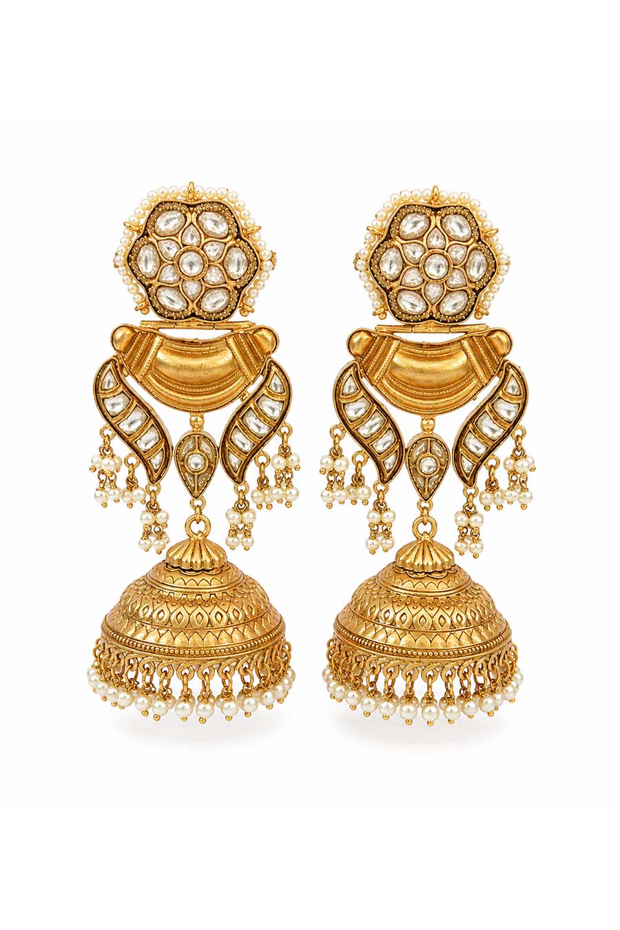 Kundan Pearl Jhumka Earrings