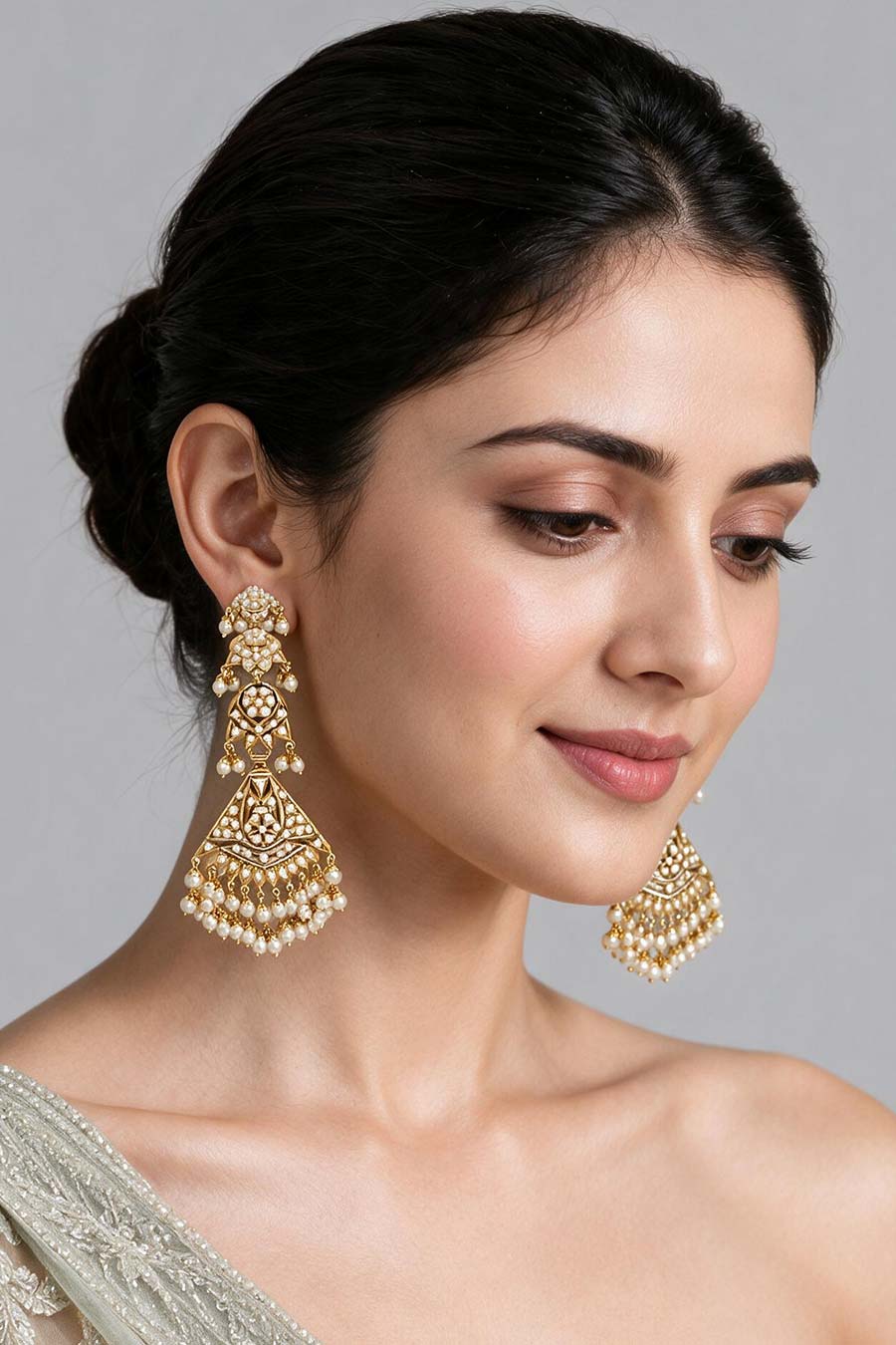 Jadau Pearl Geometric Statement Earrings