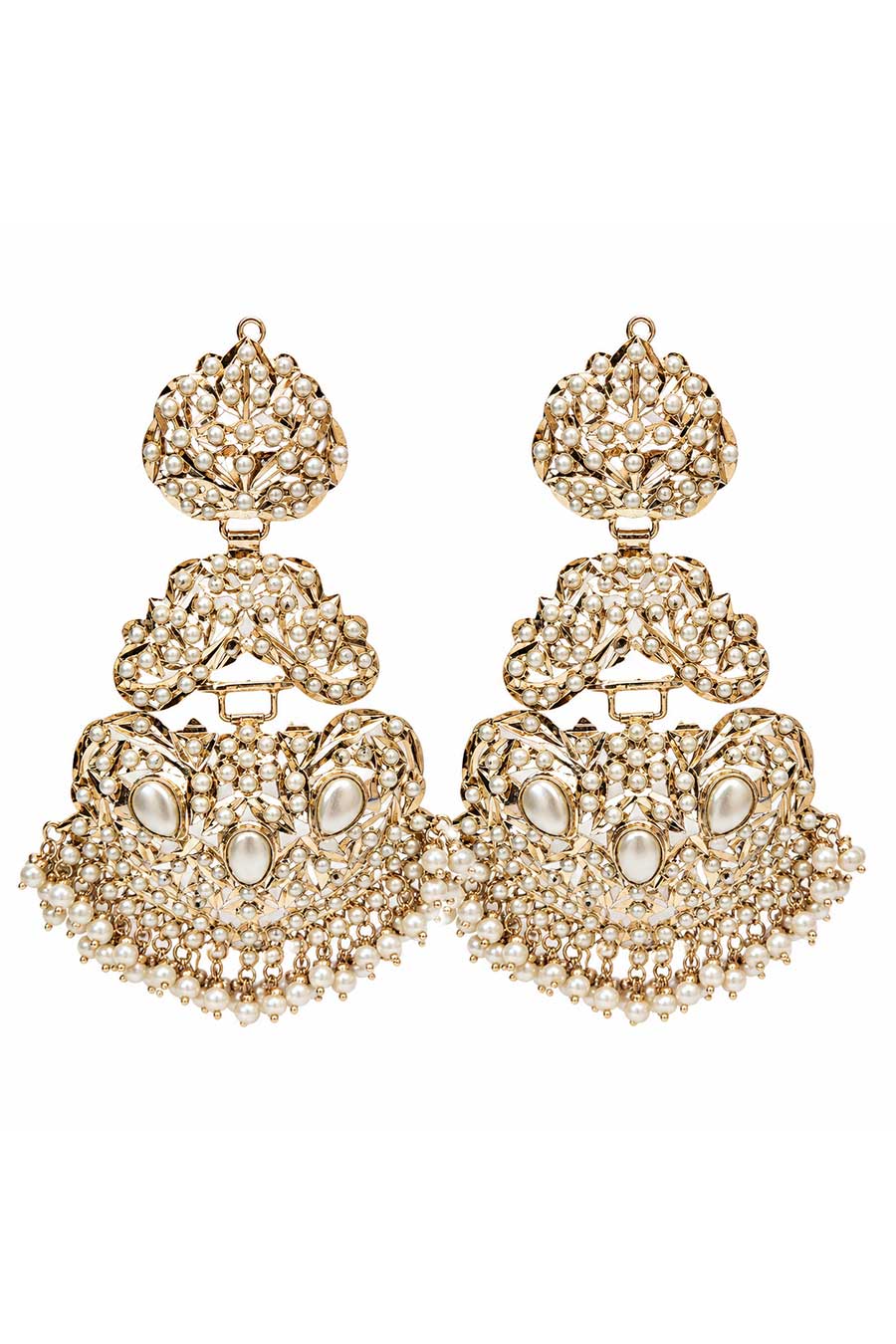 Jadau Pearl Embellished Statement Earrings
