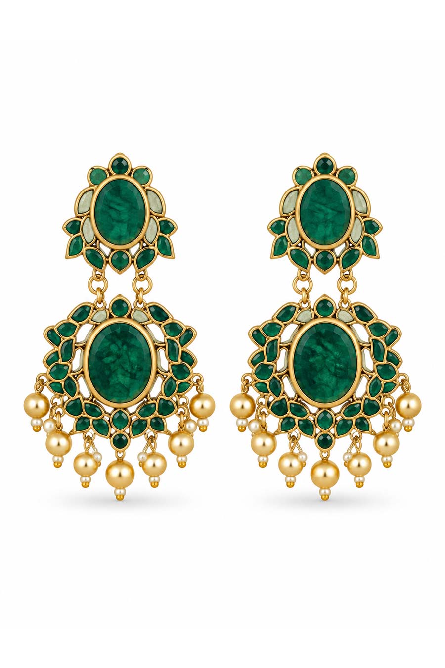 Emerald Stone Gold-Tone Earrings