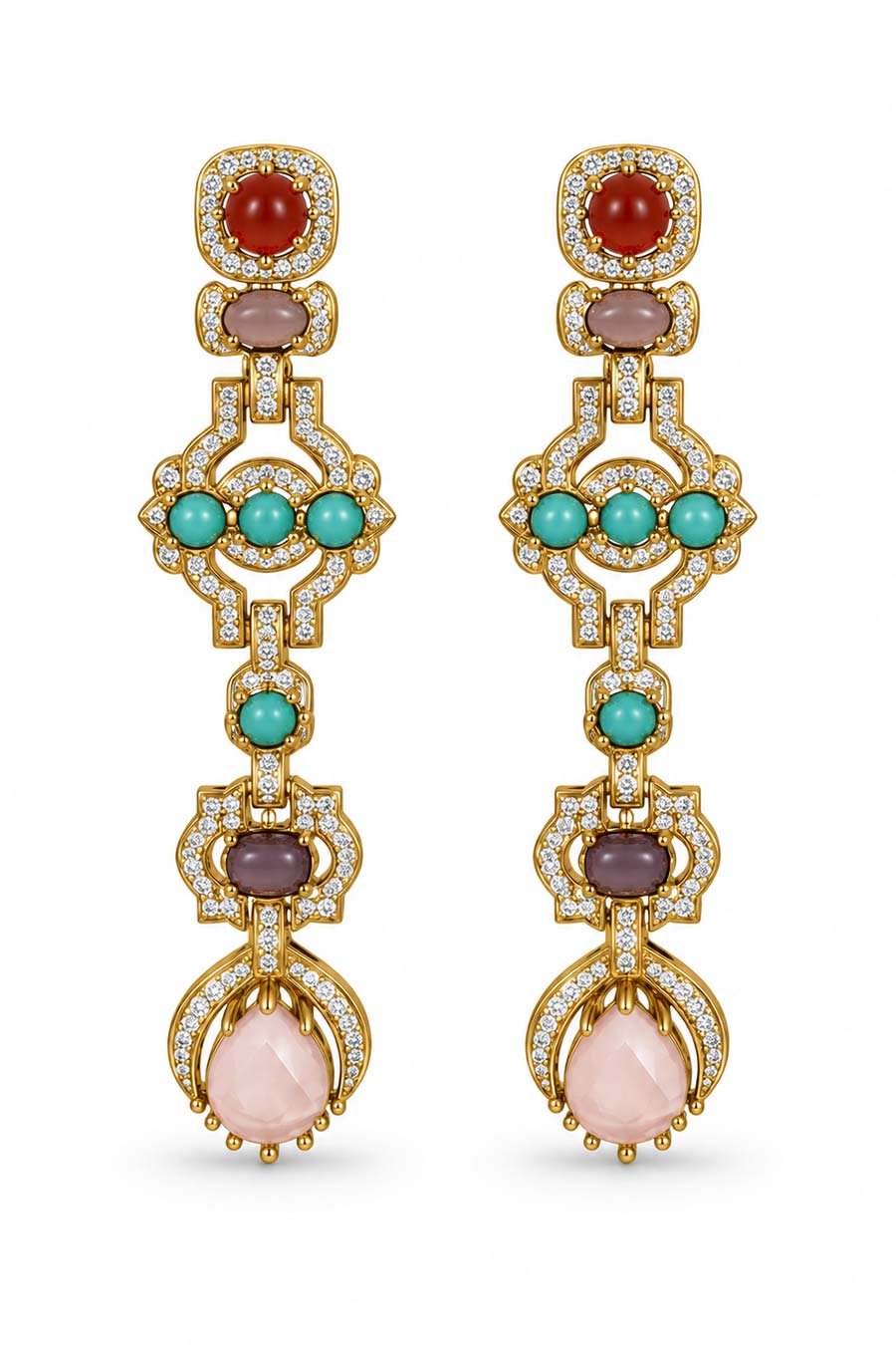 Multicolour Stone Long Earrings