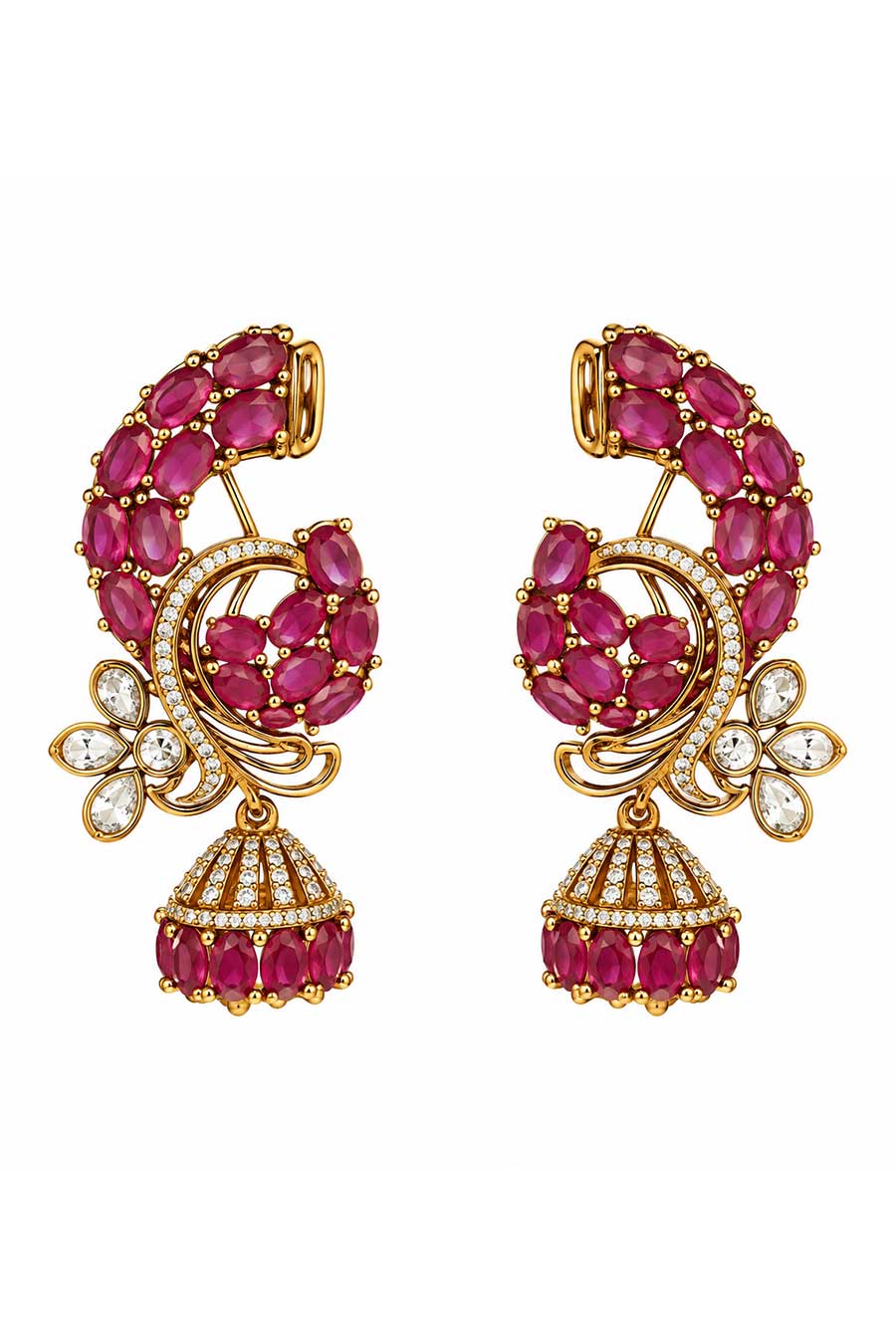 Pink Stone Peacock Earrings