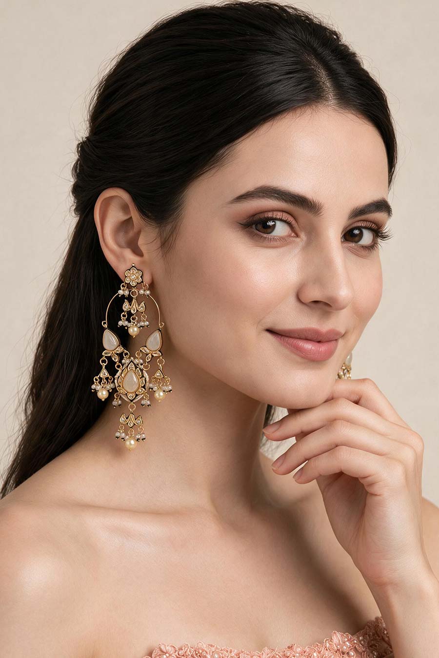Kundan Statement Drop Earrings