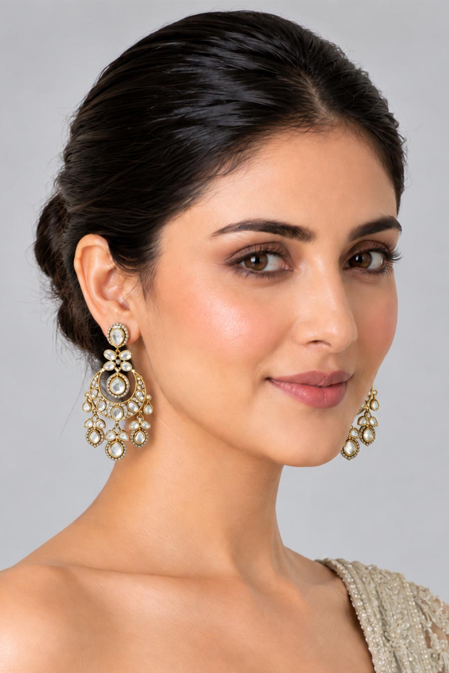 Moissanite Polki Statement Earrings