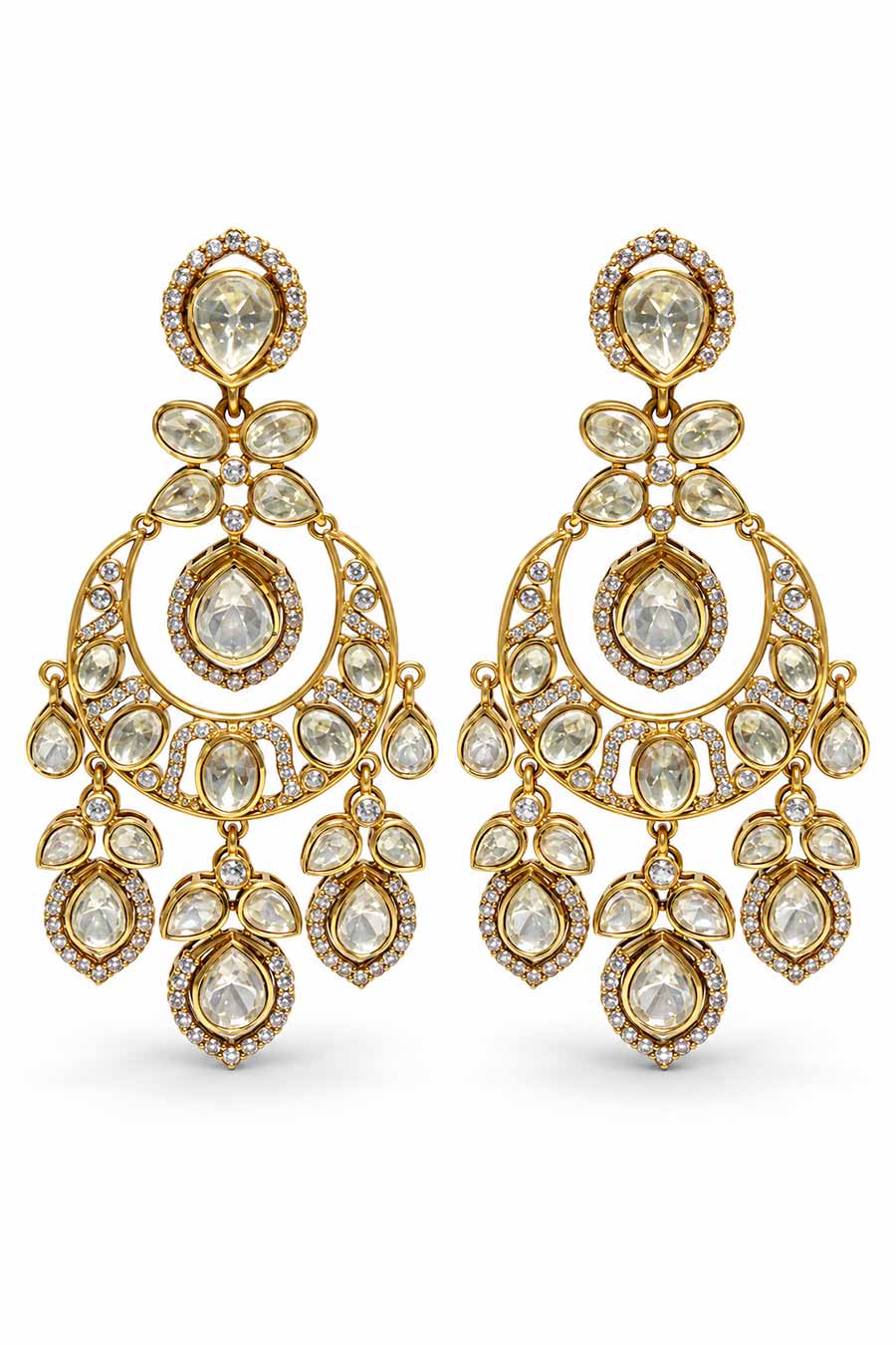Moissanite Polki Statement Earrings