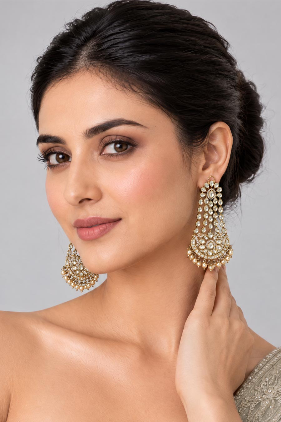 Moissanite Polki Statement Drop Earrings