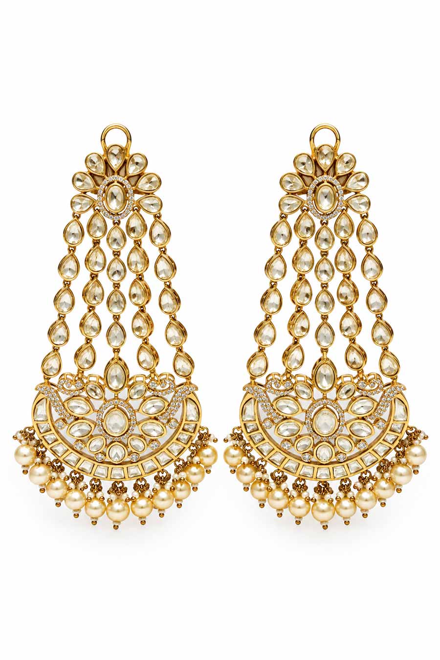 Moissanite Polki Statement Drop Earrings