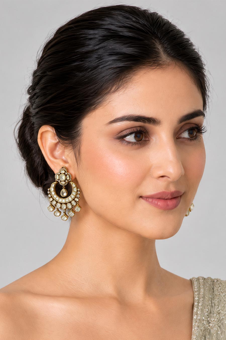 Moissanite Polki Statement Earrings