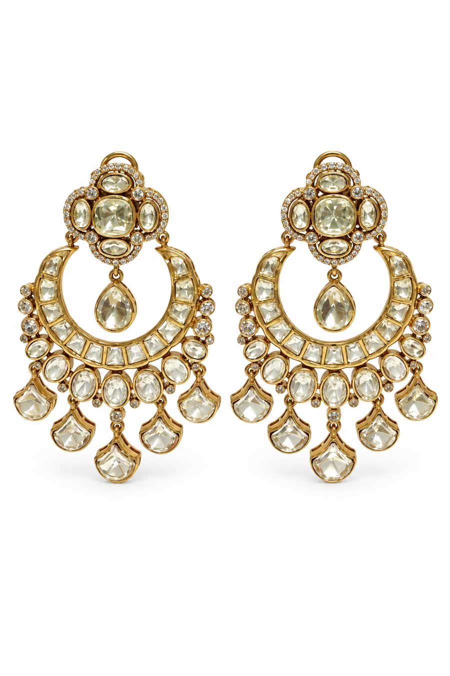 Moissanite Polki Statement Earrings