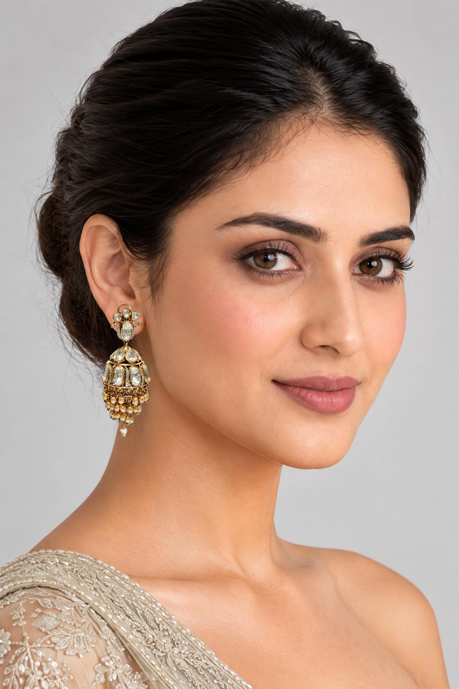 Moissanite Polki Jhumka Earrings