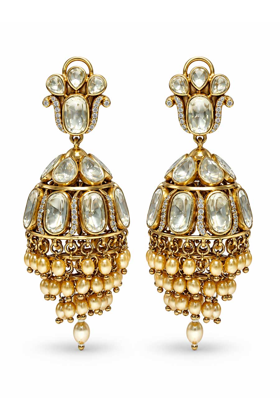 Moissanite Polki Jhumka Earrings