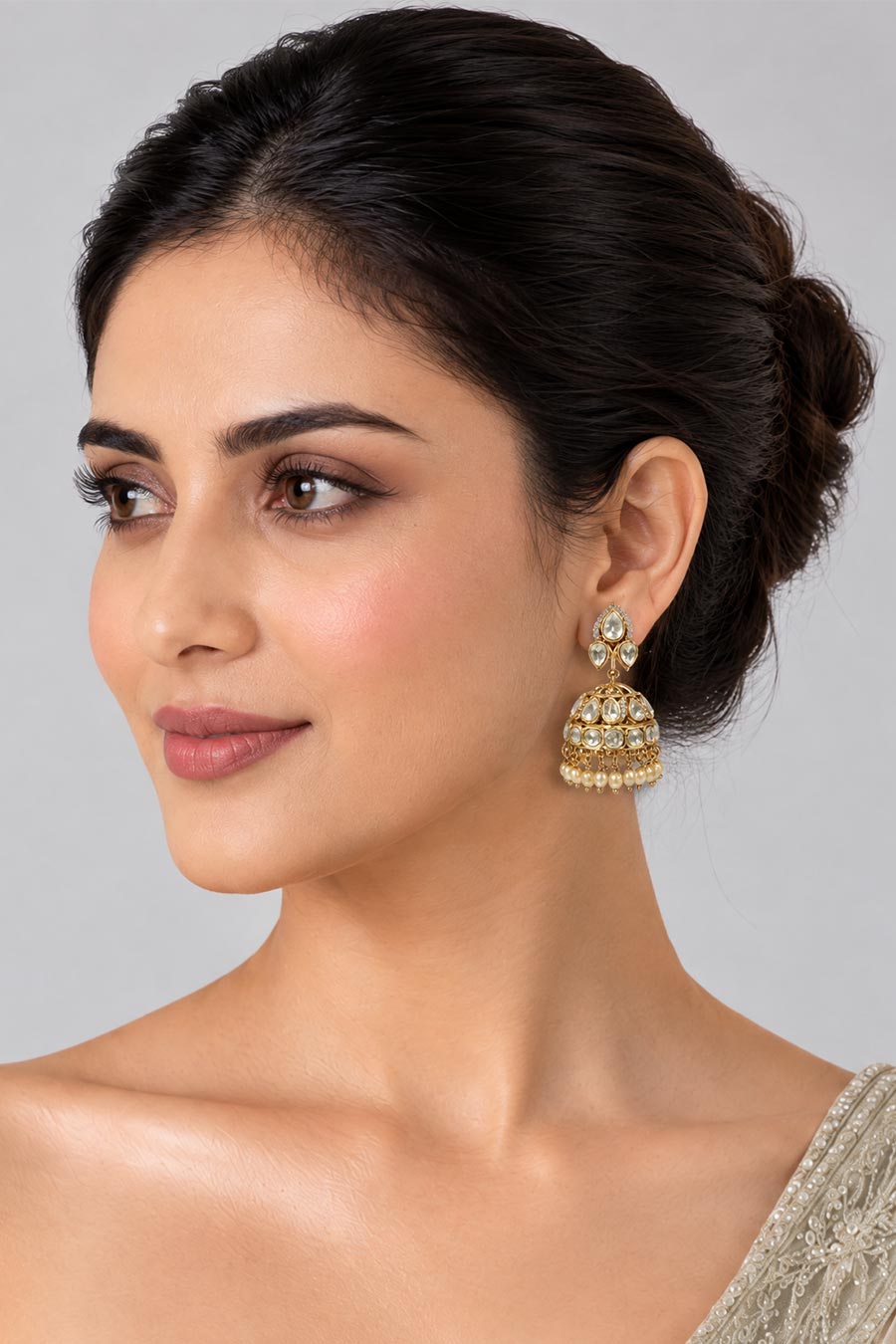 Moissanite Polki Jhumka Earrings