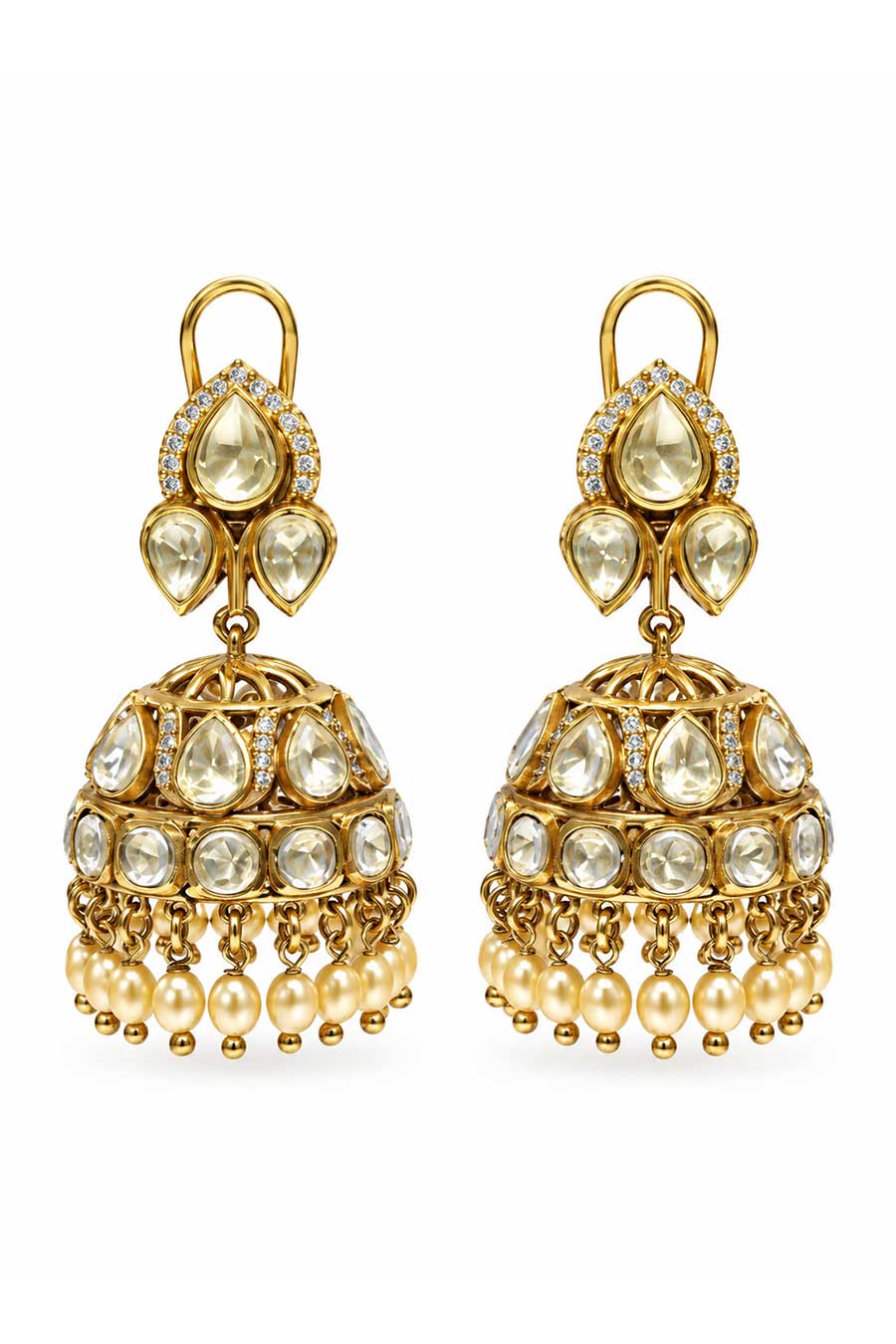 Moissanite Polki Jhumka Earrings